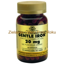 Łagodny preparat żelaza Gentle Iron 20 mg Solgar 90 kapsułek